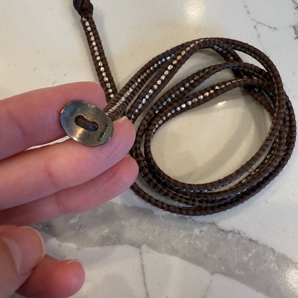 Chan Luu Sterling Silver Wrap Bracelet on Natural Brown Leather - Picture 3 of 6
